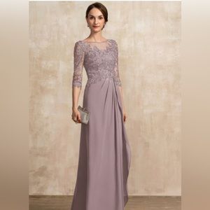 JJs House Mother of the Bride Dress Floor-Length Chiffon With Lace and Beading
